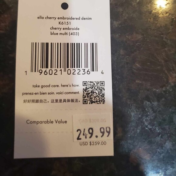 Kate Spade NWT Ella Cherry Embroidered Denim Large Continental Zip Around Wallet - Picture 5 of 6